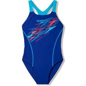 Speedo Girls Medley Logo Medalist Swimsuit - Blue - 5/6Y