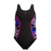 Speedo Girls Hyperboom Splice Muscleback Swimsuit - Black/Pink - 5/6Y image