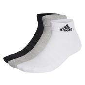 Adidas Cushioned Sportswear Ankle Sock - 3 Pack - White/Grey/Black - 6.5/8 image