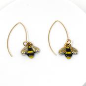 Porcelain Bee Dangle Earrings – 24k Gold Details, Handmade Nature-Inspired Jewellery