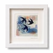 Swallows Over the Garden | Original Framed Porcelain Wall Art image