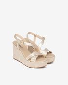 NeroGiardini High Wedge Sandals in Pale Gold