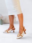 MLV Lucy White &amp;amp; Tan Sling Backs