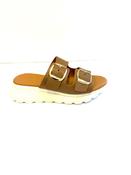 Oh My Sandals Tan Double Strap Slides