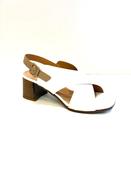 REPO White Criss Cross Block Heel Sandals