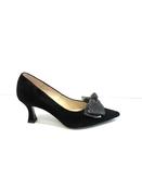 Marian Black Suede Bow Court Shoes image