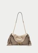 Hispanitas Suede Fringe Bag in Beige image