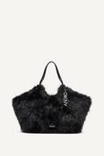 DKNY Paula Medium Tote in Black Faux Fur image