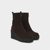 Marco Moreo Front Zip Wedge Ankle Boot in Chocolate Brown Suede image