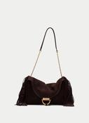 Hispanitas Suede Fringe Bag in Chocolate Brown image
