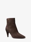 Michael Michael Kors Daniela Heeled Bootie in Chocolate Brown Suede