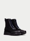 Hispanitas Montana Front Zip Wedge Ankle Boots in Black