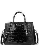 Michael Michael Kors Laila Medium Satchel in Black Embossed Leather image