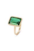 9kt Gold Green Quartz Bezel Ring - 10x14mm