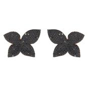 Gold Plated Black Cubic Zirconia Small Floral Stud Earrings