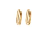 9kt Gold Cushioned Rectangle Hoop Earrings - 10x15mm