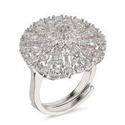 White Gold Plated Crystal Pave Circle Cocktail Ring image