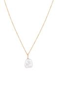 Keshi Pearl (AAA) &amp; Diamond Pendant Necklace in 18kt Yellow Gold - 'Moon Tide'