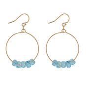 Gold Filled Small Hoops with Aquamarine Rondelle