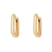 9kt Gold Cushioned Rectangle Hoop Earrings - 8x13mm image