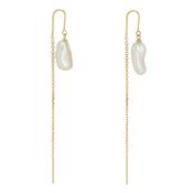 9kt Gold 9mm Baroque Pearl Half Threader Earrings image