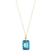 Gold Filled 16mm Bermuda Blue Crystal Pendant Necklace