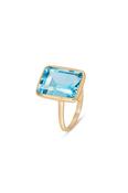 9kt Gold Sky Blue Topaz Step Cut Bezel Ring - 10x14mm