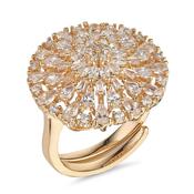 Yellow Gold Plated Crystal Pave Circle Cocktail Ring image