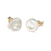 9kt Yellow Gold 9mm Keshi Pearl Stud Earrings