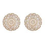 Yellow Gold Plated Crystal Pave Circle Earrings image