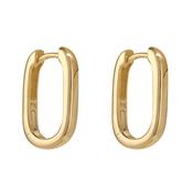 9kt Gold Cushioned Rectangle Hoop Earrings - 10x15mm