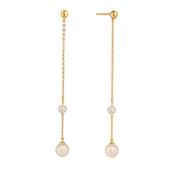 9kt Gold Ball &amp; Double Drop Pearl Earrings image