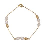 Gold Filled Bean &amp; Baroque Pearl Bracelet