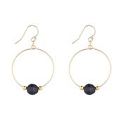 Gold Filled Black Agate Small Hoop Earrings