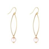 Gold Filled Petite Pearl Oval Drop Earrings