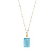 Gold Filled 16mm Aquamarine Crystal Pendant Necklace