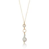 Gold Filled Baroque Pearl Long Pendant Necklace