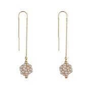 Gold Filled Pearl Cluster Threader Earrings