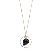 Gold Filled Large Crystal Skull Long Pendant Necklace