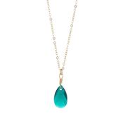 Gold Filled Emerald Green Crystal Teardrop Pendant Necklace