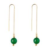 Gold Filled Green Agate Threader Earrings