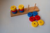 Round bricks on different size dowels