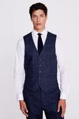 Regular Fit Navy Black Check Waistcoat