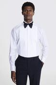 Tailored Fit White Wing Collar Pleated Dress Shirt