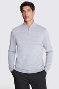 Light Grey Merino-Blend Zip-Neck Jumper image