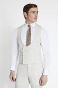Slim Fit Stone Puppytooth Linen Waistcoat 