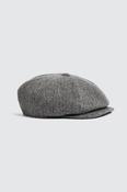 Charcoal Harris Tweed Herringbone Baker Boy Cap image