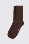 Brown Melange Ribbed Socks image
