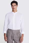 White Linen Grandad Collar Shirt image