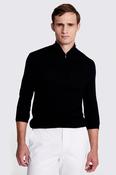 Black Merino-Blend Zip-Neck Jumper image
